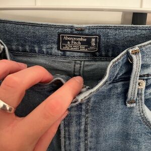 Abercrombie & Fitch Women's High Rise Cropped Jeans - Light Blue